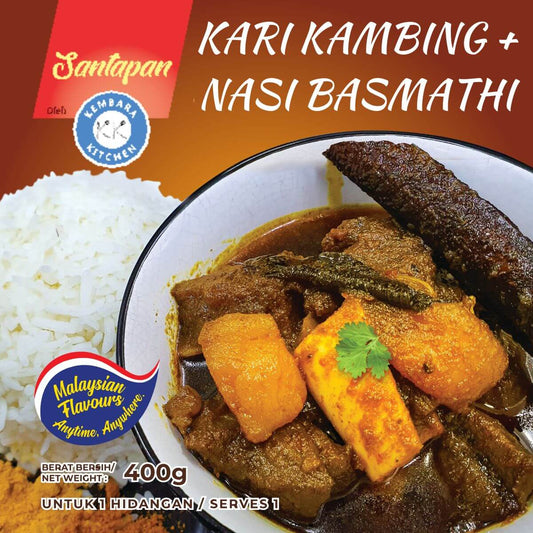 Mutton Curry with Basmathi Rice instant meal | Nasi Basmathi Kari Kambing pek makanan siap sedia (400g)